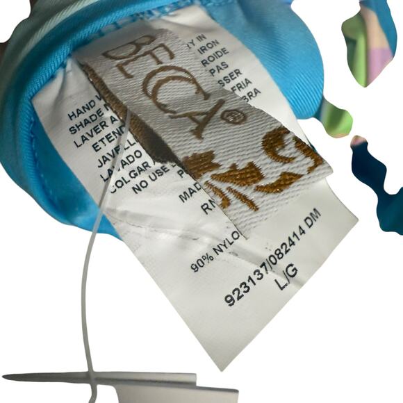 Becca All That Glitter Blue Multicolor Print Halter Tie Back Bikini Swimsuit Top - Picture 10 of 10